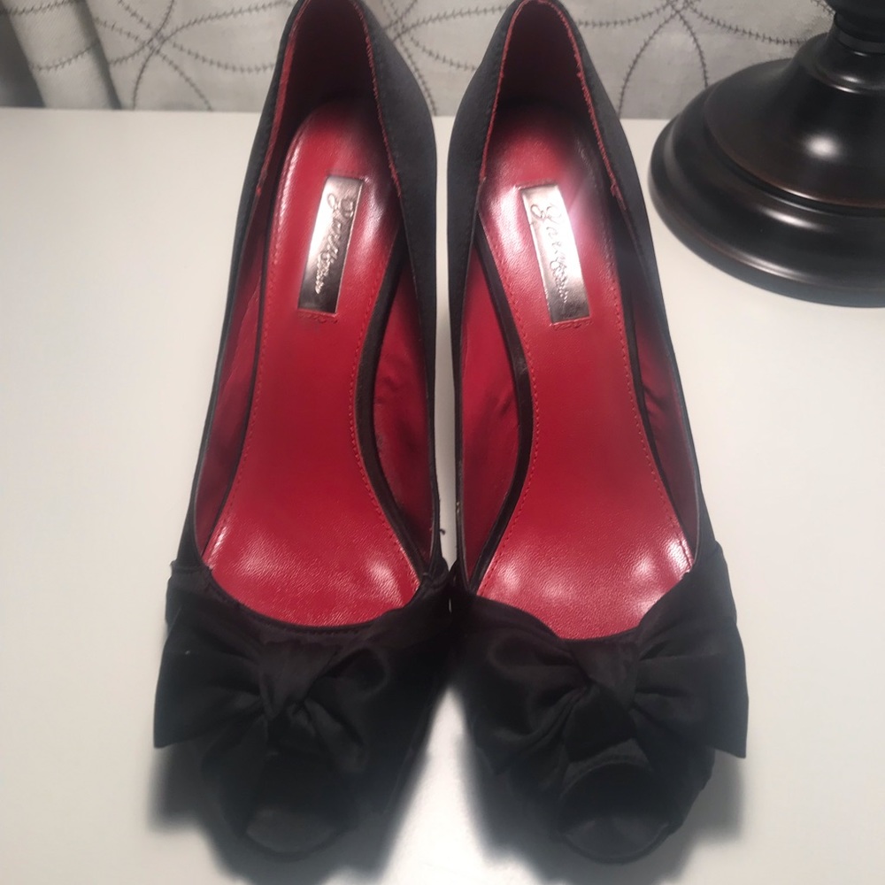 Zara Basic Black Satin peep toe heels